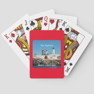 Nubble Red Name Atlantic Ocean Maine Lighthouse Playing Cards