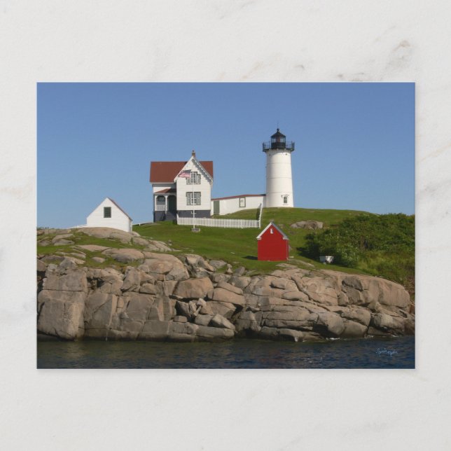 Nubbles Lighthouse- New England Postcard (Front)