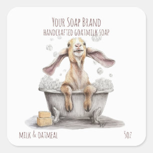 Nubian Baby Goat in a Bubble Bath Handmade Soap Square Sticker