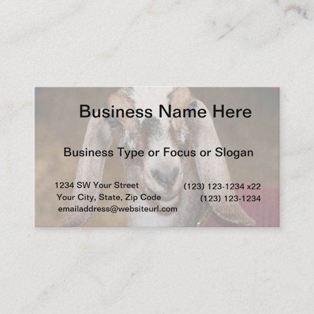 Nubian Dairy Goat Doe White Stripe Caprine Business Card (Front)
