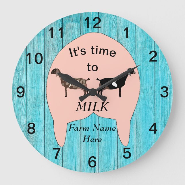 Nubian Dairy Goat Farm Udder Large Clock (Front)