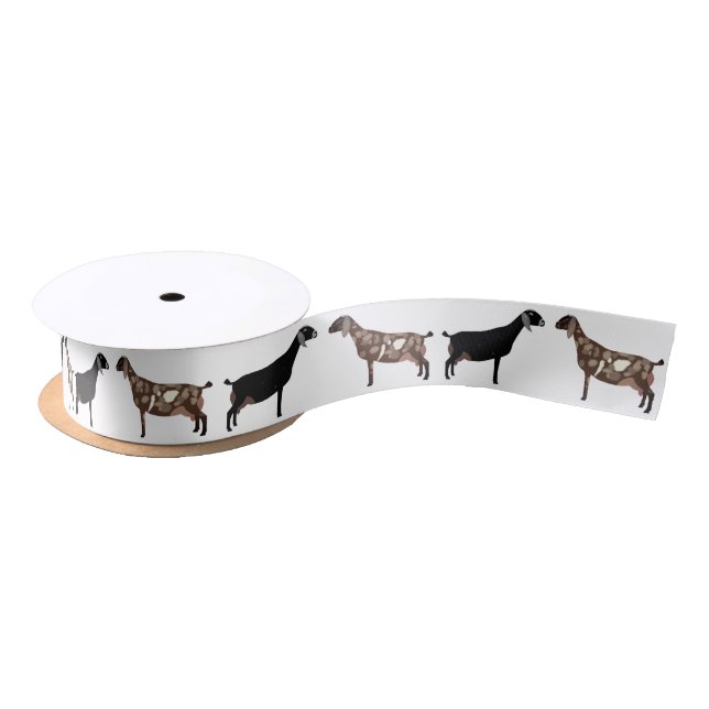 Nubian Dairy Goat White Satin Ribbon (Spool)