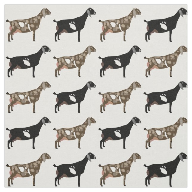Nubian Dairy Goats on White Fabric (Swatch)