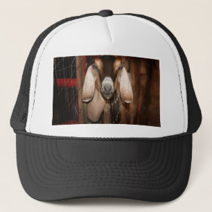 Nubian doe head on getting out of gate trucker hat
