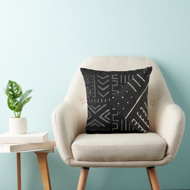 Nubian Geometric • Mud Cloth Heritage Throw Pillow (Chair)