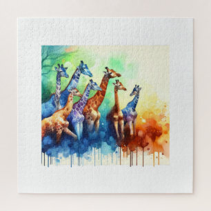 Nubian Giraffes AREF2202 - Watercolor Jigsaw Puzzle