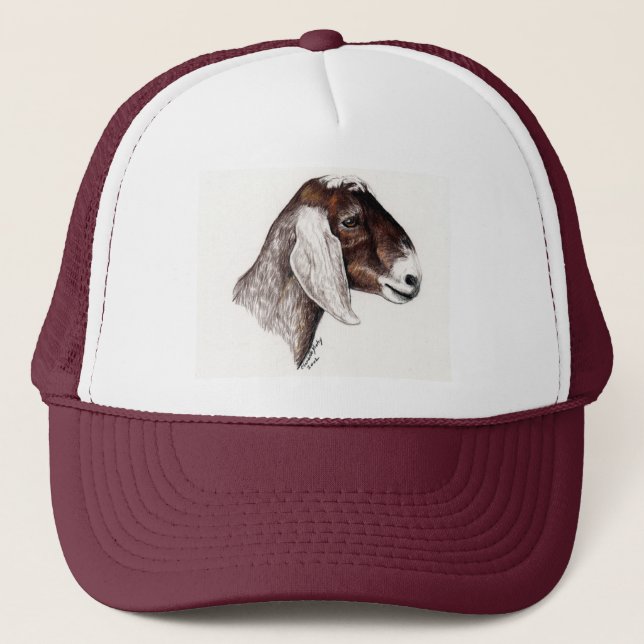 "Nubian Goat" Animal Art Hat (Front)