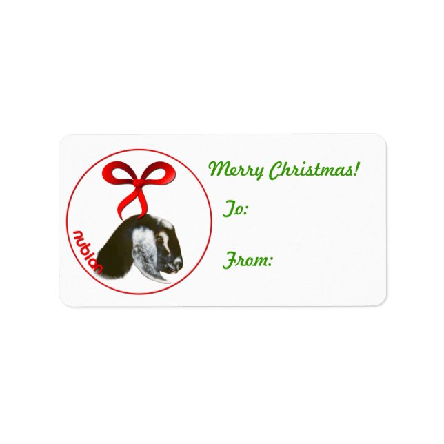 Nubian Goat Christmas Gift Tag Sticker (Front)