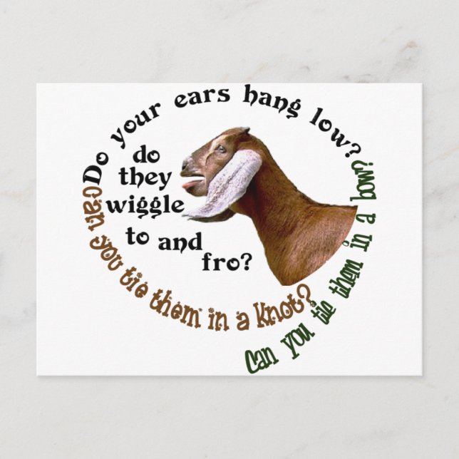 NUBIAN GOAT - DO YOUR EARS HANG LOW? POSTCARD (Front)