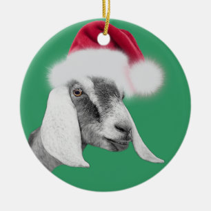 Nubian Goat Santa Hat Christmas Ornament