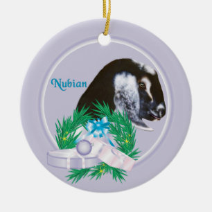 Nubian Goat Wreath Holiday Ornament