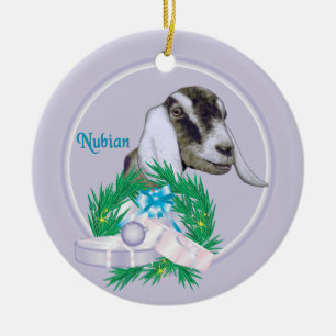 Nubian Goat Wreath Holiday Ornament