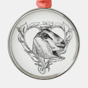 Nubian Head in Heart Metal Tree Decoration