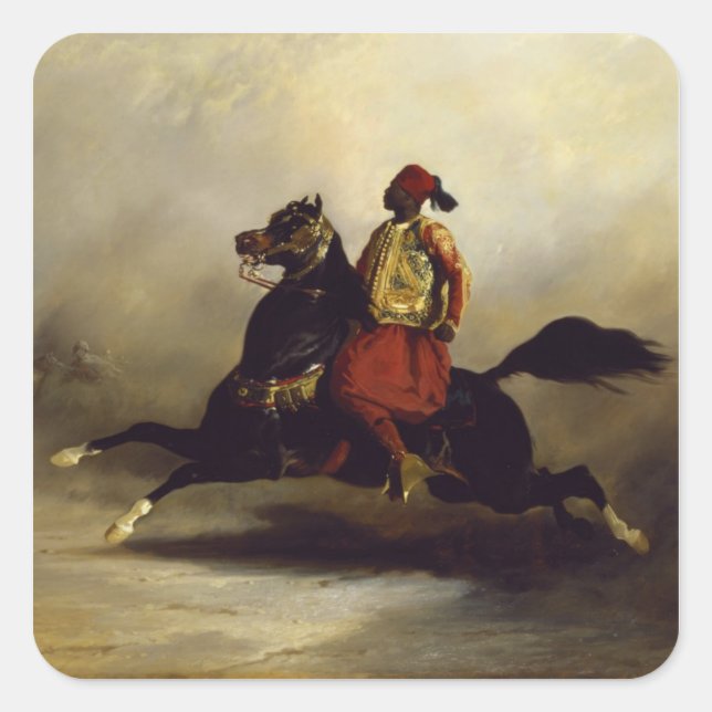Nubian Horseman at the Gallop Square Sticker (Front)