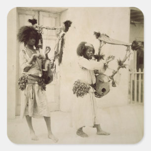 Nubian Musicians (sepia photo) Square Sticker