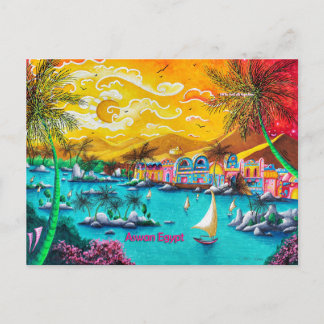 Nubian Village Aswan Egypt Travel PoP Art Postcard