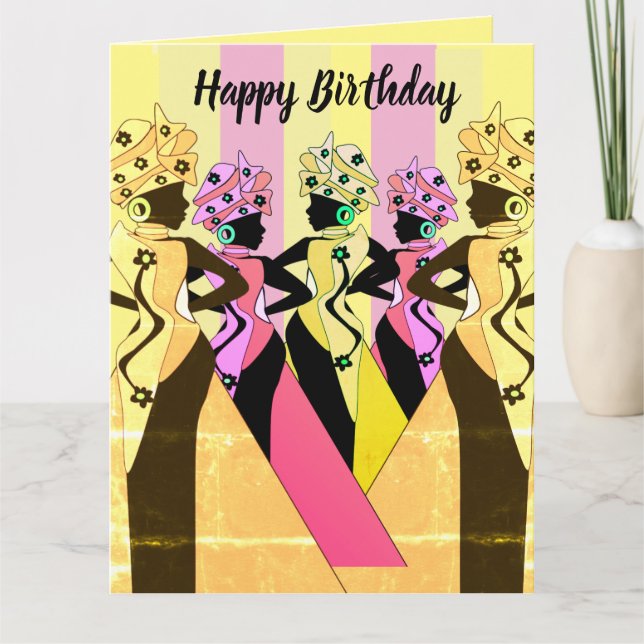 Nubian Woman Art African American Birthday Card (Front)