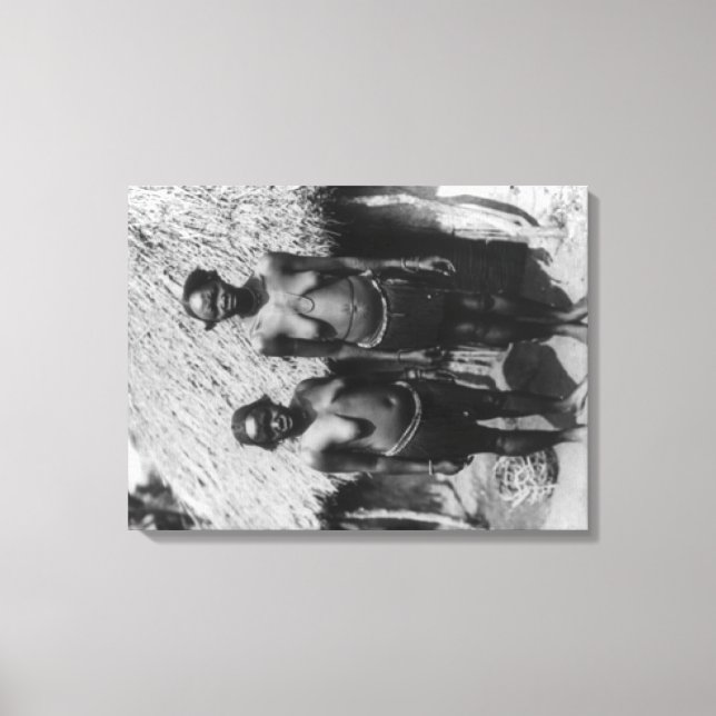 Nubian Women Standing in front of Hut Photograph Canvas Print (Front)