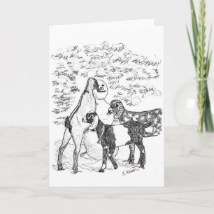 Nubians & Snowman Holiday Card