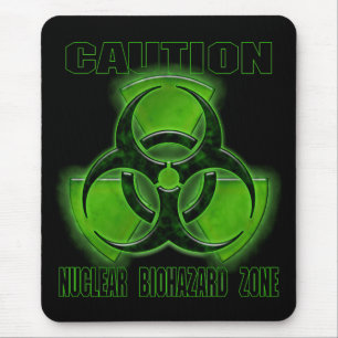 Nuclear Biohazard Caution Sign Mouse Mat
