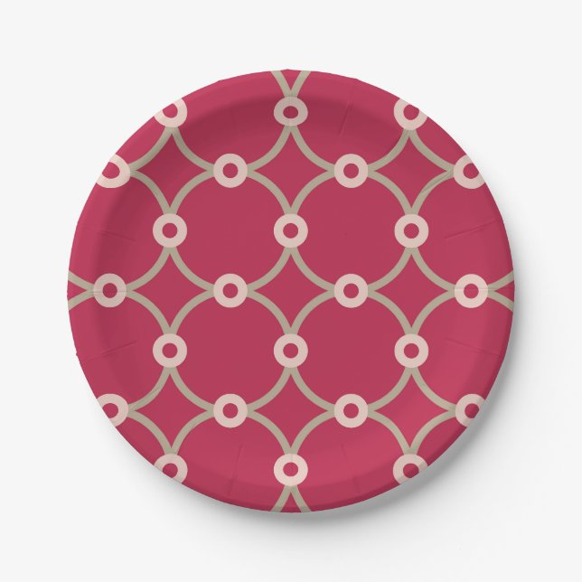 Nuclear Connectivity - magenta - seamless pattern. Paper Plate (Front)