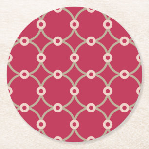 Nuclear Connectivity - magenta - seamless pattern. Round Paper Coaster
