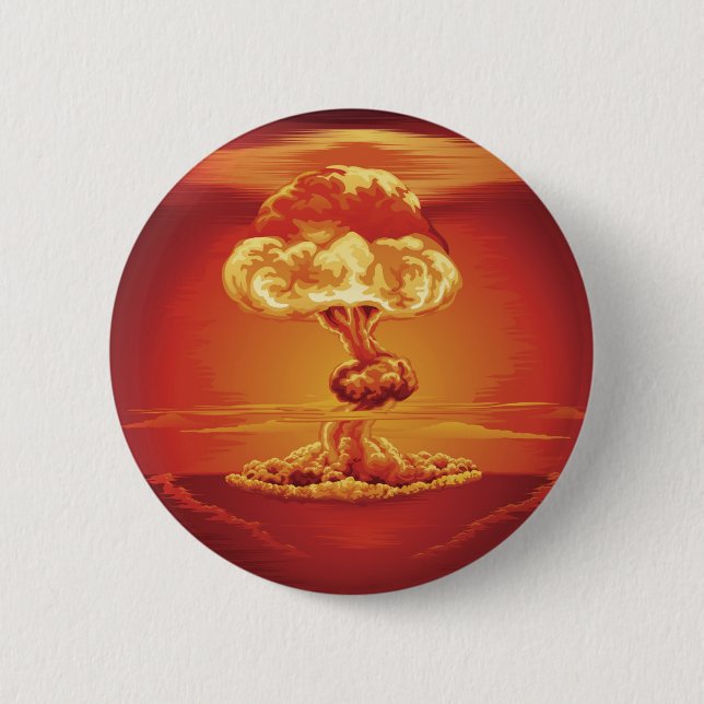 Nuclear explosion mushroom cloud 6 cm round badge (Front)