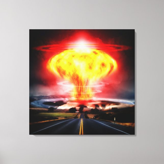 Nuclear explosion mushroom cloud illustration canvas print (Front)