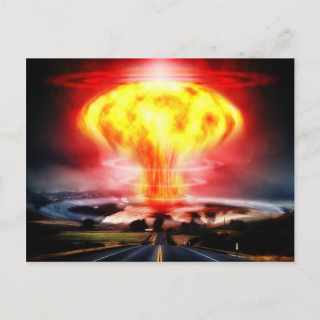 Nuclear explosion mushroom cloud illustration postcard (Front)