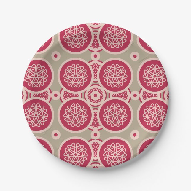 Nuclear Growth - magenta on rye - seamless pattern Paper Plate (Front)