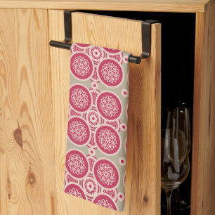 Nuclear Growth - magenta on rye - seamless pattern Tea Towel