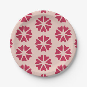 Nuclear Hearts - magenta red - seamless pattern. Paper Plate