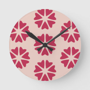 Nuclear Hearts - magenta red - seamless pattern. Round Clock