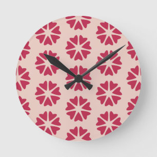 Nuclear Hearts - magenta red - seamless pattern.  Round Clock