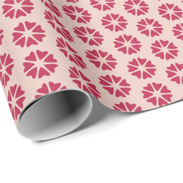 Nuclear Hearts - magenta red - seamless pattern.  Wrapping Paper (Roll Corner)