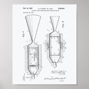 Nuclear Isotope Engine 1963 Patent Art White Paper Poster