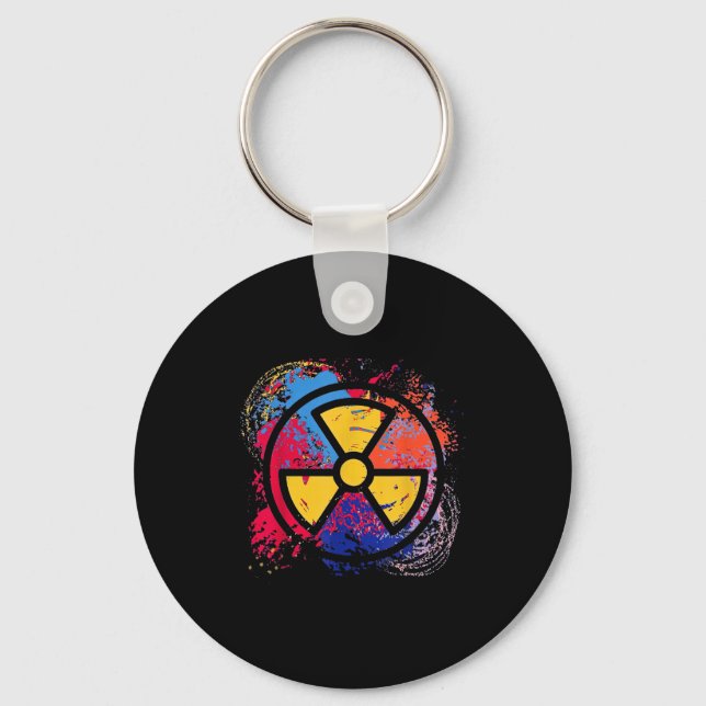 Nuclear Medicine Radiation Symbol Colorful Radiolo Key Ring (Front)