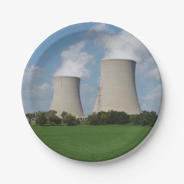 Nuclear Power Plant Cooling Towers Paper Plate (Front)