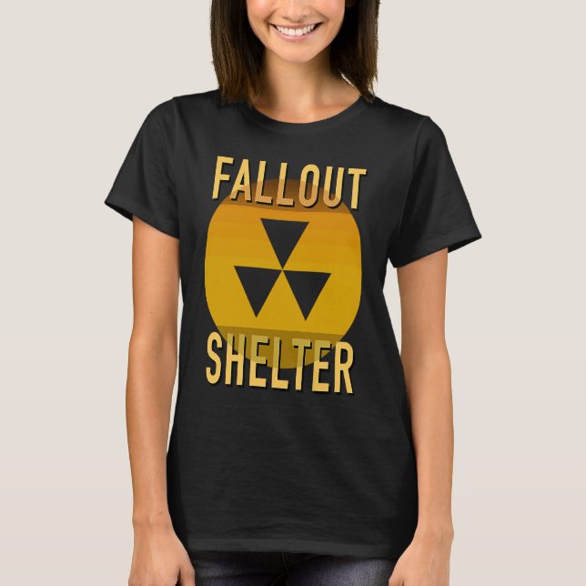 Nuclear Radiation Fallout Find Shelter Warning T-Shirt (Front)