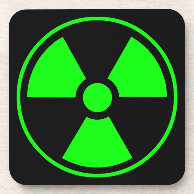 Nuclear Radioactive Radiation Symbol in green Coaster (Front)