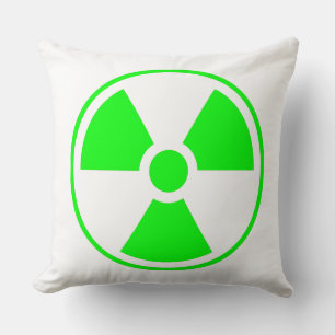 Nuclear Radioactive Radiation Symbol in green Cushion