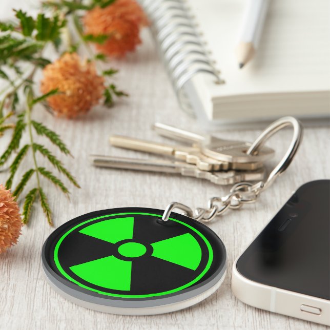 Nuclear Radioactive Radiation Symbol in green Key Ring (Front Right)