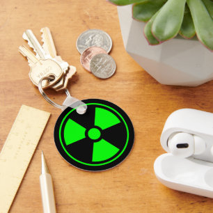 Nuclear Radioactive Radiation Symbol in green Key Ring