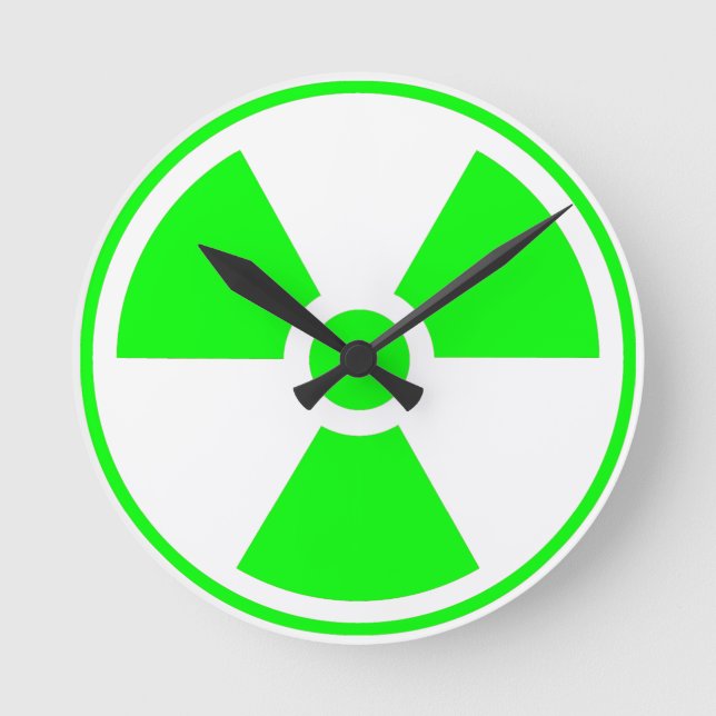 Nuclear Radioactive Radiation Symbol in green Round Clock (Front)