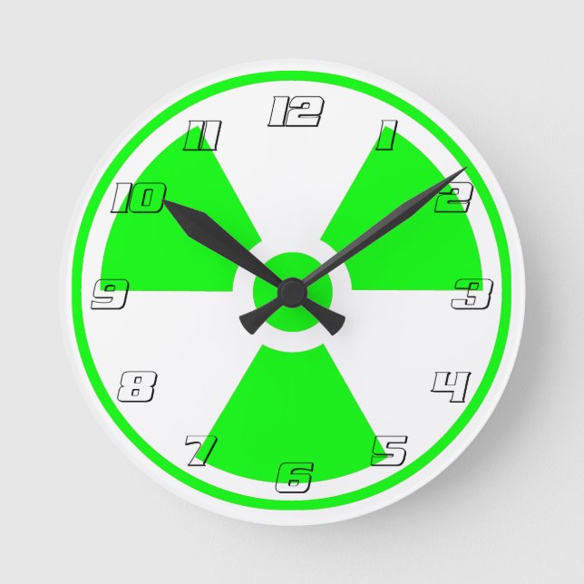 Nuclear Radioactive Radiation Symbol in green Round Clock (Front)