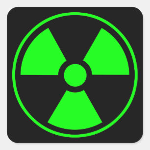 Nuclear Radioactive Radiation Symbol in green Square Sticker