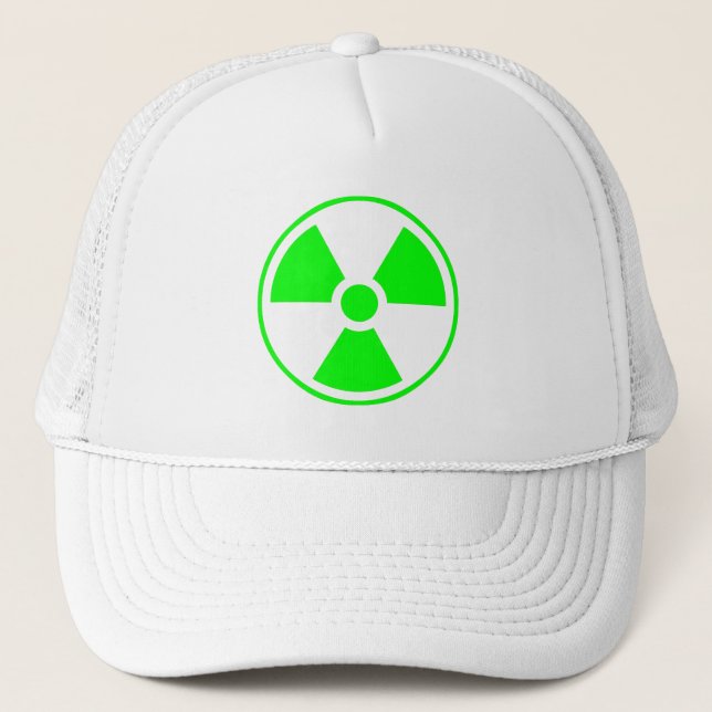 Nuclear Radioactive Radiation Symbol in green Trucker Hat (Front)