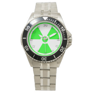 Nuclear Radioactive Radiation Symbol in green Watch