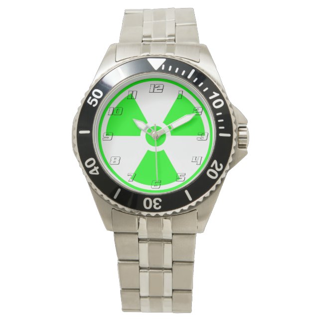Nuclear Radioactive Radiation Symbol in green Watch (Front)