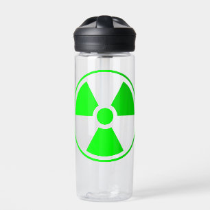 Nuclear Radioactive Radiation Symbol in green Water Bottle